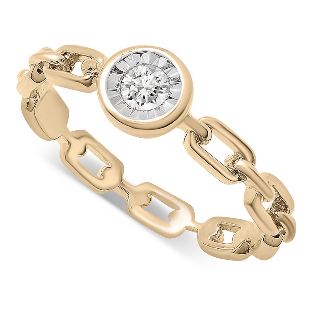 Diamond Chain Link Ring in Gold Vermeil